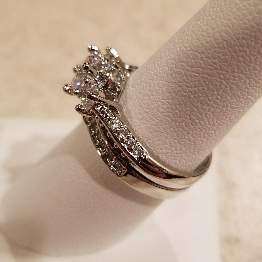 New S925 SP White Sapphire Set! Sizes  7, & 8! - Picture 6 of 8